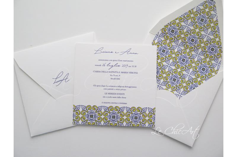 Partecipazione matrimonio con cuore blu carta da zucchero